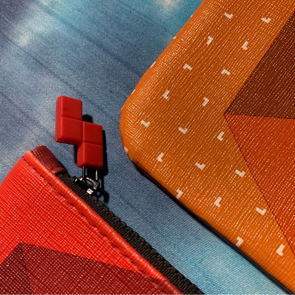 Tetris Ipsy Pouches Bundle of Two Makeup Bags w/ Zippers Orange & Red 👾🎮🧩🕹️ - Picture 4 of 11